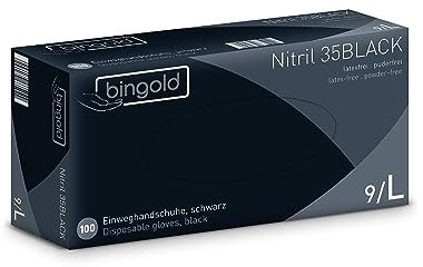 Einmalhandschuhe Nitril 35BLACK, schwarze Nitrilhandschuhe, Größe L, 100-er Pack
