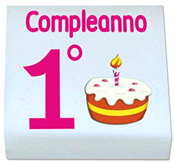 QUADRATINI DI MARSHMALLOW STAMPATI 1 CONFEZIONE + 20 BIGLIETTINI BOMBONIERA (1° COMPLEANNO ROSA 0900)