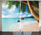 ABAKUHAUS Strand Rustikaler Gardine, Exotische Palme Ozean, Schlafzimmer Kräuselband Vorhang mit Schlaufen und Haken, 280 x 245 cm, Aqua Grün
