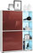 Vladon Highboard Schrank Anrichte Cuba mit 8 Fächern, Made in Germany, Korpus in Weiß matt/Fronten in Bordeaux Hochglanz, mit RGB LED Beleuchtung
