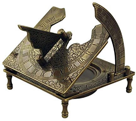 linoows Antiker Sundial Kompass, maritimer Sonnenuhr Repro Kompass aus Altmessing