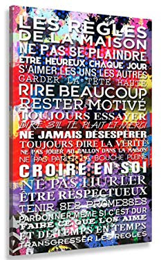 HXA DECO Les règles de la Maison 3, Tableau Cuisine, Fabrication française, 50x80 cm