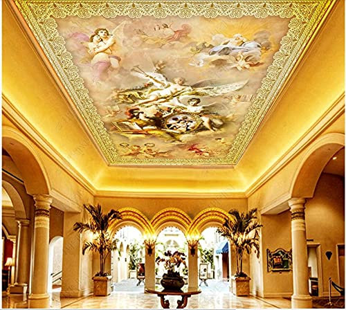 HGFHGD 3D plafond papier peint motif ange caractère salon plafond mur art décoration plafond fond mural sticker mural