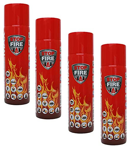 4X 500 ml Premium Feuerlöschspray Auto Feuerlöscher Feuerlösch Spray für Fettbrände Wohnung Camping Grillen