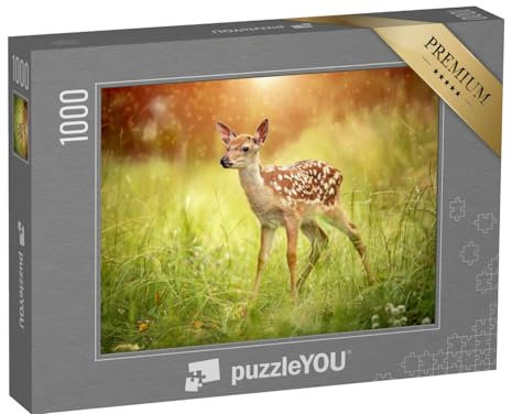 puzzleYOU: Puzzle 1000 Teile „Kleines Rehkitz im Gras Einer Frühlingswiese“ – aus der Puzzle-Kollektion Rehe