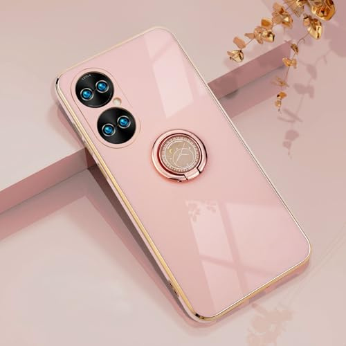 Rokmym Huawei P50 pro Hülle,Weiche Silikon Handyhülle mit 360 Grad Ring Ständer für Magnetische Autohalterung Metallrahmen Case Cover für Huawei P50 pro