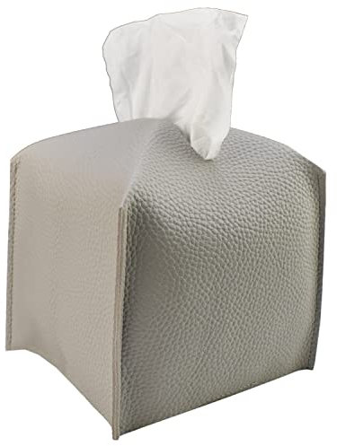 Ulife Mall Porta Fazzoletti, Scatola per Fazzoletti in Pelle PU Quadrata Scatola Porta Salviette in Design Moderno Portafazzoletti in Stile Semplice Ideale per Bagno Salotto Hotel (Grigio Chiaro)