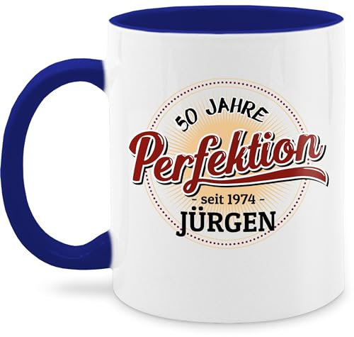 Tasse Tassen 325ml - 50. Geburtstag - 50 Jahre Perfektion - seit 1975-325 ml - Dunkelblau - mugs for 50th birthday frau fünfzig 1973 glühweintassen name zum fünfzigsten haferl geschenke mann