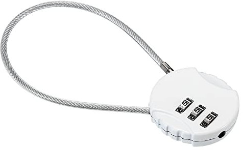 PATIKIL Combination Serrure 8 Pouce, 3 Chiffres Extérieur Cadenas à Code Etanche avec Câble Métallique pour Bagages Salle de Sport Casier Clôture Boîte à Outils Sac à Dos, Blanc