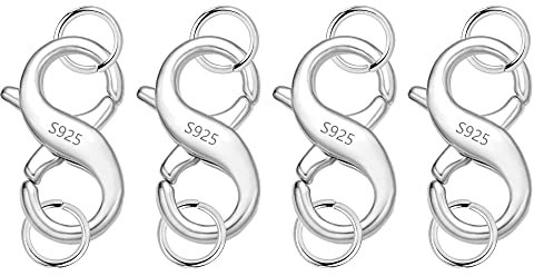 ALEXCRAFT Sterling Silver 925 Lobster Claw Clasps with Jump Rings, Necklace Clasp Bracelet Clasp Jewelry Clasp Silver Rings Double Large Lobster Claw Clasps for Necklace Bracelet Jewelry Making DIY