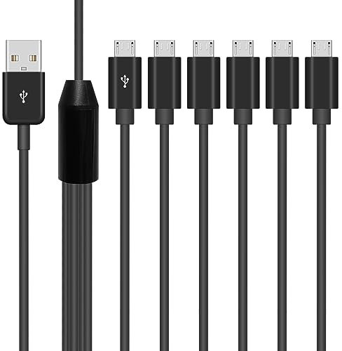 Maxhood Micro USB Splitter Cable, Multi 6 in 1 USB 2.0 Type A Male to 6 Micro USB Male Splitter Adapter with 3A Fast Charging Cable for Cell Phones and More, 1.5ft