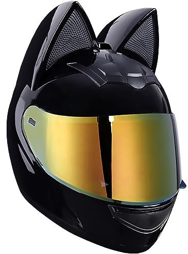 Letetexi Motorradhelm mit ECE Genehmigt Herren, Fullface Helm mit Schirm Anti Fog Doppelvisier Motorrad Klapphelm Geschlossenen Motorradhelm Katzenohren für Damen Vollvisierhelm leise
