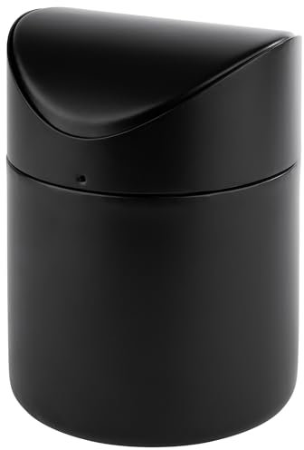 APS 40800 Récipient pour restes de table en inox, poubelle, poubelle, noir, Ø 12 cm, H : 17 cm