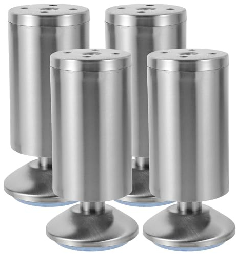 Hemobllo Verstellbare Möbelbeine – 4 Stück Edelstahl-Möbelfüße, Metallschrankbeine, Küchenfüße, verstellbare Beine für Möbel, Schreibtisch, Tisch, Sofa, Schrankfüße, 50 x 120 mm