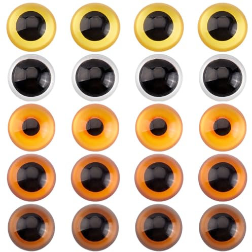 PH PandaHall 20pcs Cabochon en Verre Yeux 30mm, 5 Couleurs Demi-Rond Yeux d'animaux Dragon Hibou Chat Animal Camée Dôme Carreaux pour Bricolage Artisanat en Peluche Animaux Résultats de Bijoux