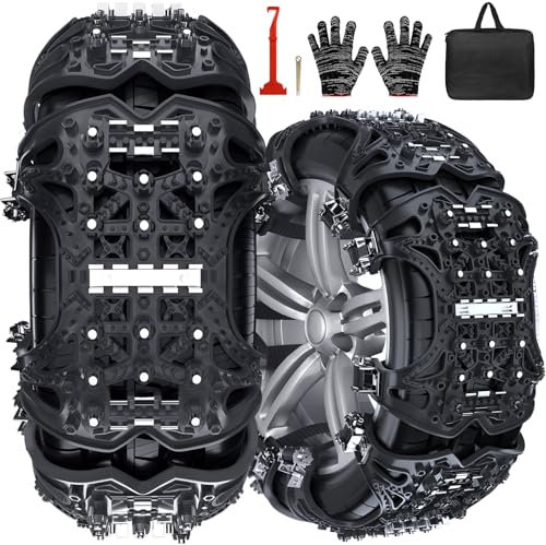 YeXhot Schneeketten Universal Auto, 6 Stück Snow Chains, Reifenbreite 165-285mm, Passend Für PKW, SUV, MPV Van, 2 Minuten Schneeketten Schnellmontage