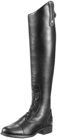 WEHAM Negro,40,Botas ecuestres para hombre y mujer, estilo retro, con cordones, de cuero PU, botas de caballero, botas largas para montar al aire libre para principiantes