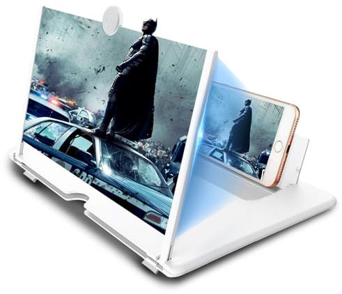 SagTuol Amplificador de Pantalla para movil, Lupa para móvil 16 Pulgadas, 3D HD Amplificador Pantalla movil para Ver películas y vídeos para Todos los Smartphones (Blanco)