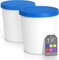Lot de 2 récipients à crème glacée réutilisables avec couvercle en silicone pour crème glacée maison, yaourt glacé, sorbet bleu