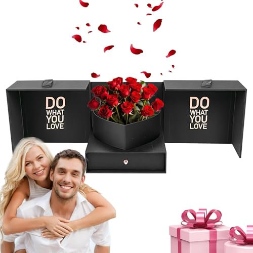 Box di San | Paar Schachtel von San - Blumen Box mit Schubladen und Schachteln aus Satinpapier für den Valentinstag Mother's Day