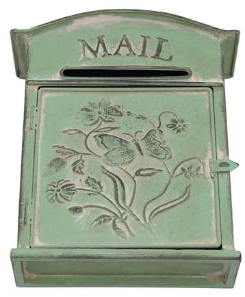 Vintage Wandbriefkasten für Draußen Grüner Metallbriefkasten für Außenpost Abschließbarer Retro Briefkasten für Heimdekoration Grün
