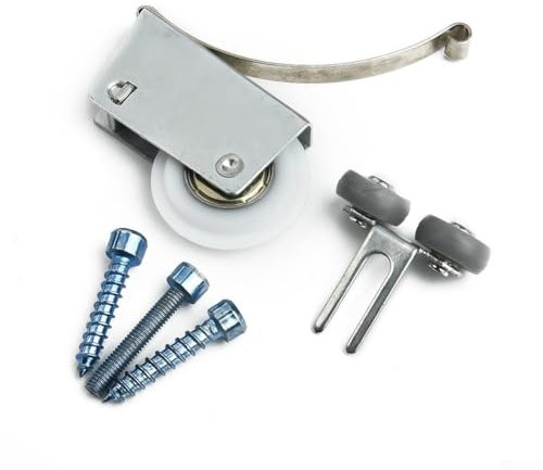 Kit de ruedas para puerta corredera, adecuado para puertas de armario y cristal, construcción de hierro con capacidad de 80 kg