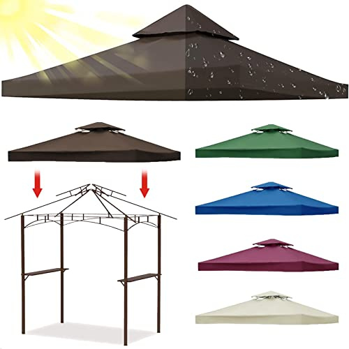 Wasserdichter Pavillon, 3 x 3 cm, winterfest, mit Schornsteinlüftung, Oxford-Gewebe für Outsunny Metall- und Holzpavillons, sturmfest, Outdoor-Unterstand