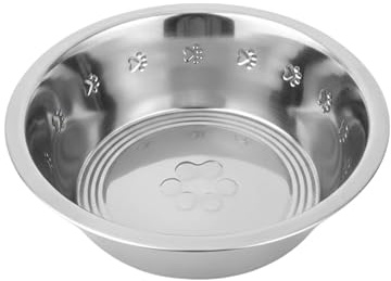 Stainless Steel Dog Bowls | 1-Pack Pet Food and Water Bowl, Durable Dishwasher safe Paw Embossed (15.7cm / 590ml)