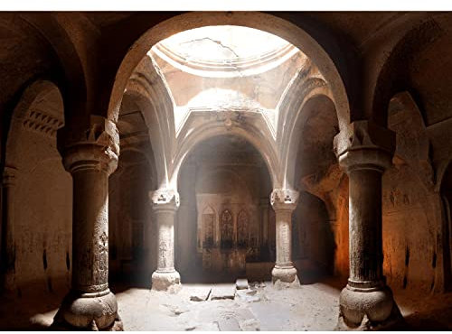 Runa Art Fototapete Architektur Tempel 352 x 250 cm Vlies Tapeten XXL Moderne Wandtapete Wohnzimmer Schlafzimmer Braun 9115011a