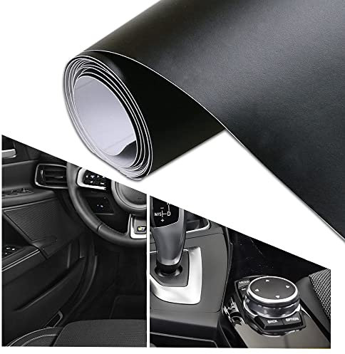 VKALTUL Autofolie Schwarz Matt, Auto Folie Schwarz 152 x 30 cm Selbstklebend Carbon Folie Auto, Auto Folie Innen/Außen, DIY Vinyl Wrap für Auto Motorrad