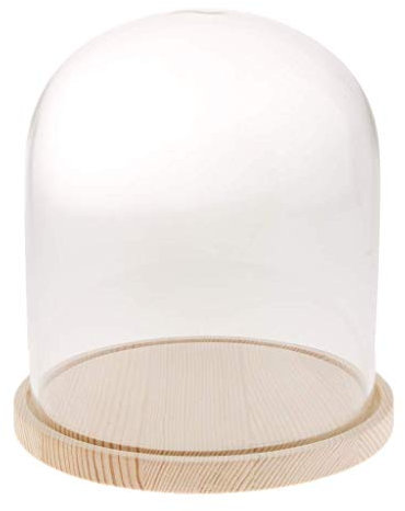 Tubayia Cloche en verre transparent avec socle en bois pour décoration de mariage et de Noël