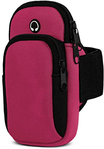 moex Handytasche Joggen für Huawei P30 Pro/P30 Pro New Ed Sportarmband Handy aus Neopren, Handyhalterung Arm zum Laufen Sport Armband, Laufarmband mit 2 Fächern, Lauftasche Jogging - Pink