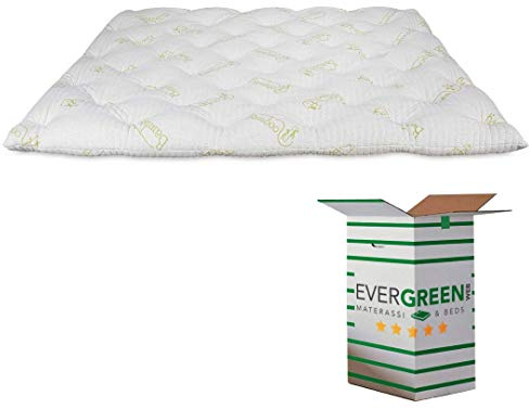EVERGREENWEB Topper 180x200 cm Höhe 7 cm, Aus Memory Foam Flocken mit Bambusfaser Bezug, Matratzenschoner Weich und Bequem, Topper Orthopädisch mit Gänsefeder-Effekt, Matratzenauflage| Modell Bamboo