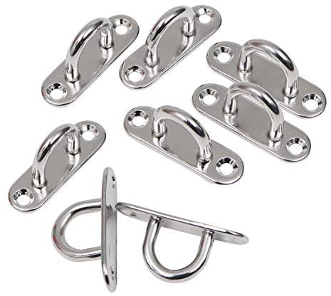 Belle Vous Gancio da Muro Piastra con Occhiello Acciaio Inox M8 (8pz) - Gancio Soffitto/Parete con Occhielli Inox a U Resistenti (80 x 26mm) - Sopporta Fino a 200 kg - Gancio Muro Occhielli in Metallo