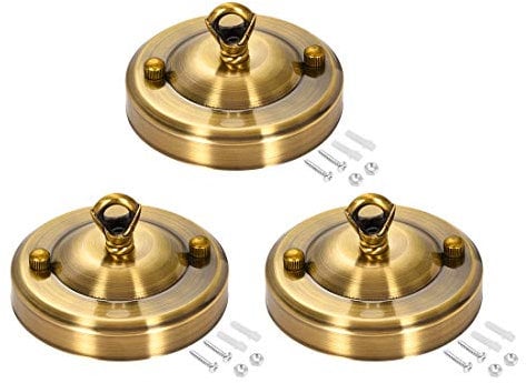 sourcing map 3St Retro Licht Baldachin Kit mit Ring, Vintage Kronleuchter Deckenplatte, für Lampen Zubehör DIY, 104mm 4,1 Zoll Gold Bronze