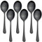 AOOSY Serving Spoons,6 PCS 10 Inches Stainless Steel Salad Serving Spoons for Parties Dinner Extra Large Tablespoons Buffet Banquet Flatware Kitchen Serving Utensil Silver Soup Spoons(Black)