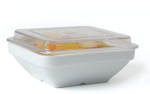 Holst Porzellan GVQ 025 SET 2N Schale mit Deckel 0,25 l / 14 cm glasklar niedrig, weiß/transparent, Porzellan