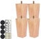 Height Sofa Legs Wooden Furniture Legs,Set of 4 Wood Sofa Legs Solid Replacement Furniture Legs Armchair Cabinet Feet M8 Bolt with Mounting Plate & Screws for Ottoman Couch Dresser (10CM)