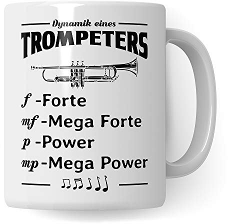 Pagma Druck Trompete Tasse, Musiker Geschenke Trompete, Geschenkidee für Trompeter & Trompetenspieler Becher, Instrument Musik Blechbläser Orchester, Musikverein Deko Kaffeetasse