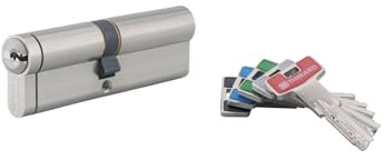 THIRARD - Cilindro de Cerradura Doble Entrada Transit 2 - Níquel - Muy Alta Seguridad - Anti-Arranque, Anti-Taladro, Anti-Bumping, Anti-Snap - 45 x 50 mm - Gris - 5 Llaves Planas Reversibles