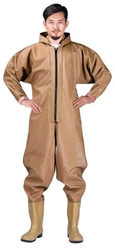 QTDZ Ganze Körper Waten Hosen mit Kapuze Overalls Angeln Kleidung Anti-Tragen wasserdichte Jagd Waders Hosen 37-47 Gummi Stiefel Männer Frauen Anglerhose,A,44 EU