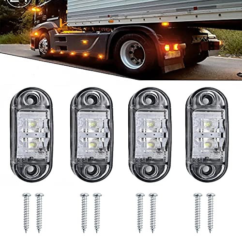 Ready LED-Seitenmarkierungsleuchten, wasserdichte Anzeigen, Positionsseitenleuchten für 12 V-24 V Anhänger, Van, Wohnwagen, LKW, Boote (weiß), 4 Stück