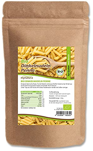 Mynatura Bio Dinkel Penne Hell I Dinkelnudeln I Pasta I Dinkelpenne I Vollkornnudeln I Bio-Pasta I Bio-Produkt aus Dinkelgrieß I Im Beutel (2x 1000g)