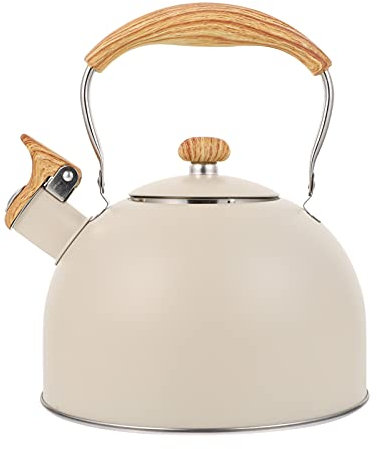 Lurrose Bouilloire sifflante de 2,5 L en acier inoxydable - Bouilloire à fond plat pour cuisinière à gaz domestique