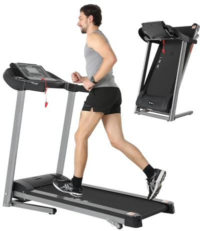 ISE Elektrisches Laufband mit Steigung, klappbares Laufband für Zuhause mit LCD-Display&Tablethalterung, Leises Home Office Laufband, 2.0 PS Motor, 12 Programme