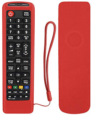 Schutz Silikon Remote Case Fit für Samsung Smart TV AA59-00741A AA59-00786A BN59-01175N BN59-01315B Fernbedienung, Stoßfest Langlebige Fernbedienung Hülle für Samsung Smart TV, mit Lanyard (Rot)
