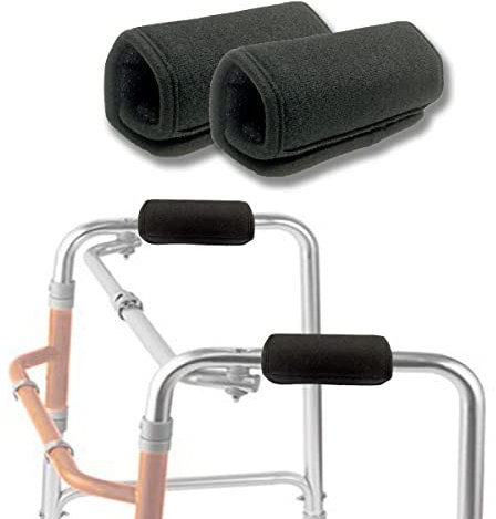 HWIN Universal Walker gepolsterte Handgriff-Bezüge, weiche Polsterung aus Memory-Schaum für Rollator und Rollator, waschbar, Schwarz