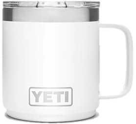 YETI Rambler Mug, Vacuum Insulated Stainless Steel Stackable Mug with Magslider Lid, White, 10 oz (296 ml)