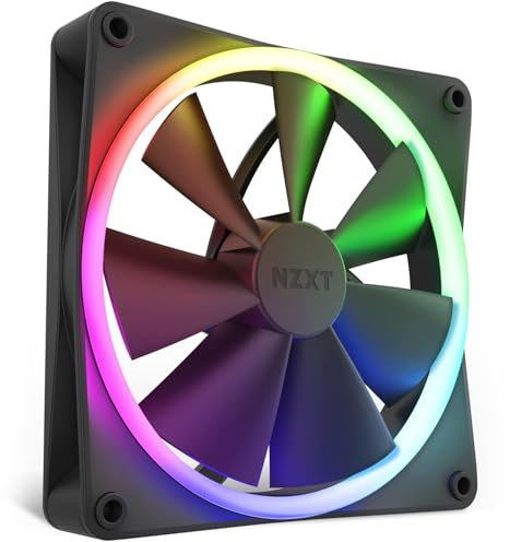NZXT F140 RGB Fans - RF-R14SF-B1 - Advanced Lighting Customization - Whisper Quiet Cooling - Single (Fan & Controller REQUIRED & NOT INCLUDED) - 140mm Fan - Black