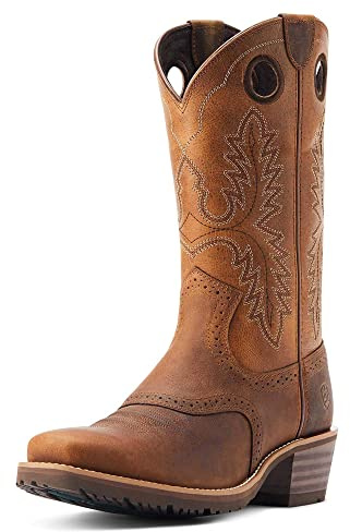 Ariat Men's Hybrid Roughstock Square Toe Western Boot, Sorrel Crunch, 8